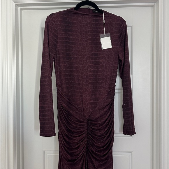 Snakeskin Print Long Sleeve Ruched Dress - Picture 8 of 10